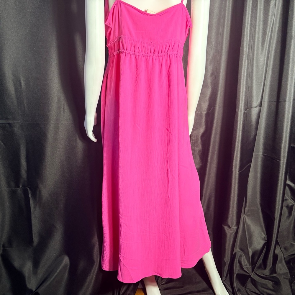 NWT A New Day Pink Maxi Dress Size XL Crinkle Gauze Cutout Front Target - Picture 3 of 5